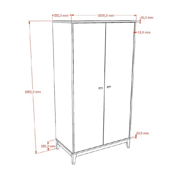 Šatní skříň v dekoru ořechu v tmavě přírodní barvě 100x190,5x55 cm Ilyas – Vipack-image-2
