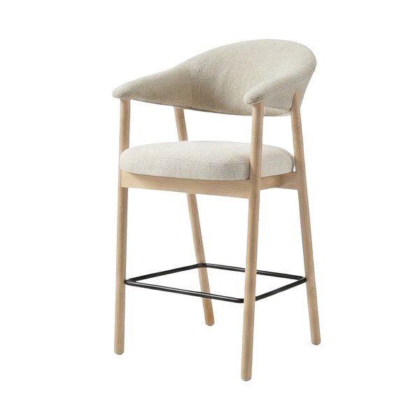 Krémová/v přírodní barvě čalouněná barová židle s područkami (výška sedáku 67 cm) Elk – Unique Furniture