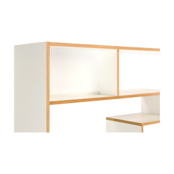 Bílá knihovna s hranou v dřevěném dekoru 140x143 cm Southbury - Woodman-image-4