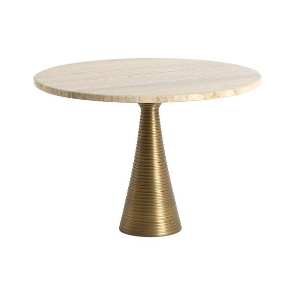 Kulatý konferenční stolek s deskou z kamene v bronzové barvě/ve světle přírodní barvě ø 50 cm Bahia – Light & Living