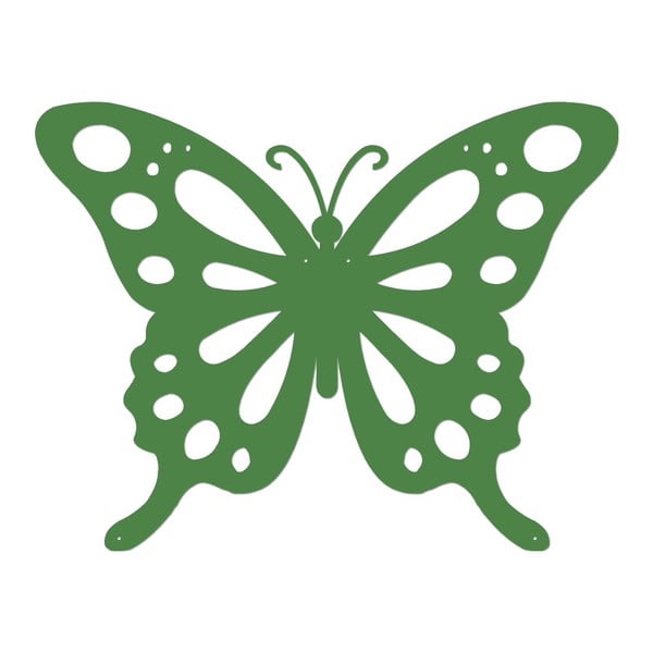 Zelená kovová nástěnná dekorace Butterfly, 40 x 49 cm