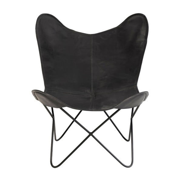 Černé kožené butterfly křeslo sømcasa Farfalla-image-2