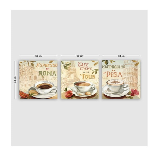 Obrazy v sadě 3 ks 30x30 cm Italy – Wallity-image-2