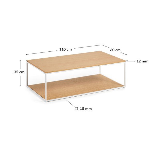 Konferenční stolek ve světle přírodní barvě s deskou v dubovém dekoru 60x110 cm Yoana – Kave Home-image-3