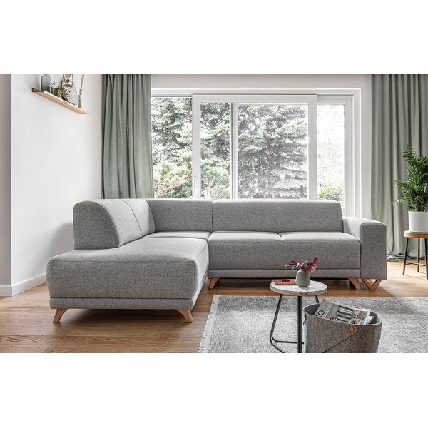 Světle šedá rozkládací/s úložným prostorem rohová pohovka (levý roh/do L) Classy Sophie – Miuform-image-1