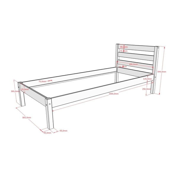 Dětská postel z borovicového dřeva bez roštu v přírodní barvě 90x200 cm Pino – Vipack-image-2