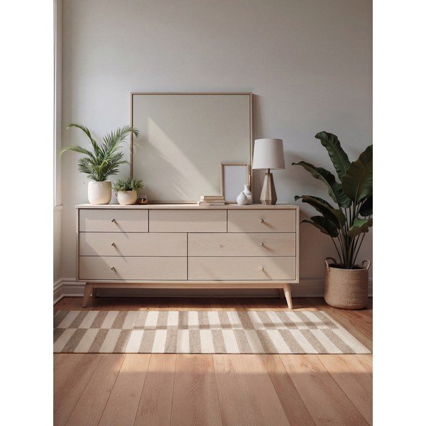 Bílý/světle hnědý oboustranný/ručně tkaný vlněný koberec 80x150 cm Vika – Hanse Home-image-1