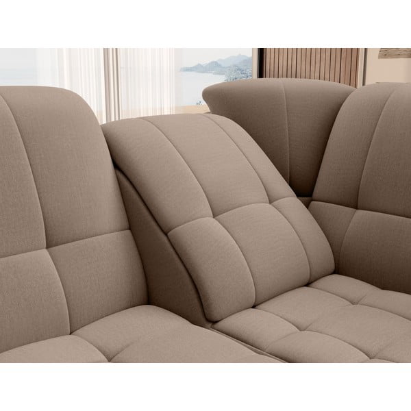 Hnědá sametová rozkládací/s úložným prostorem rohová pohovka (pravý roh/do L) Sado – ELTAP-image-1