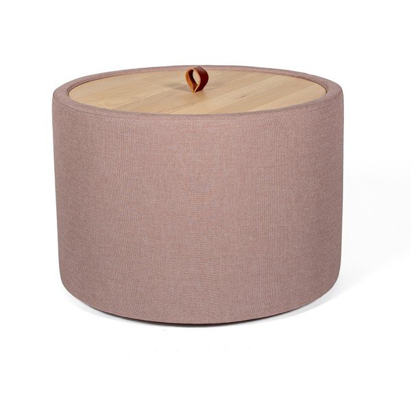 Odkládací stolek ve světle růžové barvě se snímatelnou deskou z dubového dřeva Askala Ibisco, ⌀ 56 cm-image-4