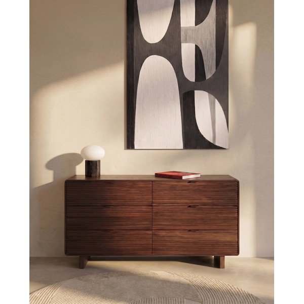 Komoda v dekoru ořechu v tmavě přírodní barvě 120x75x50 cm Norlen – Kave Home-image-2
