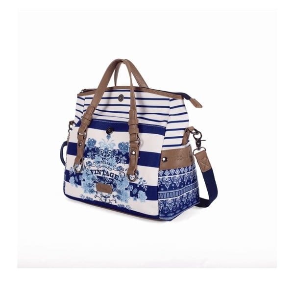 Modro-bílá kabelka Lois, 29 x 22 cm