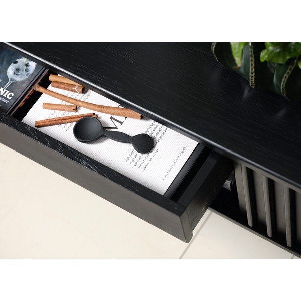 Černý TV stolek v dekoru dubu 48x160 cm Siena – Unique Furniture-image-1