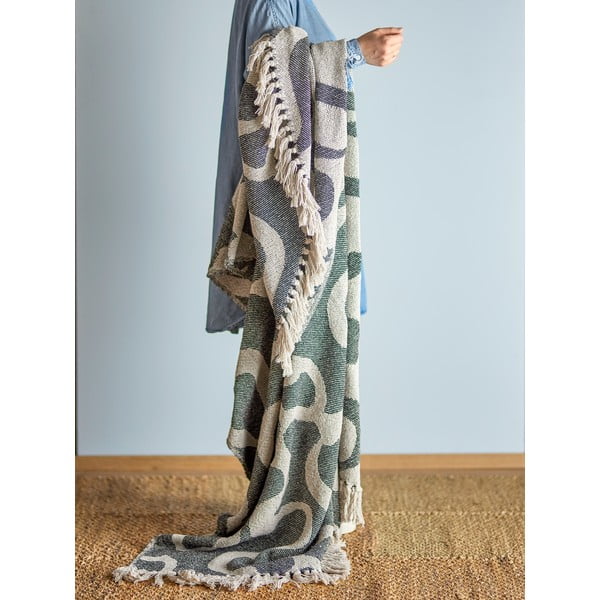 Černá/béžová deka z recyklované bavlny 130x160 cm Salobre – Bloomingville-image-1