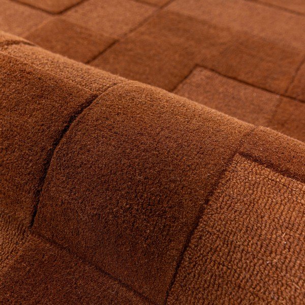 Ručně tkaný vlněný běhoun v terakotové barvě 60x230 cm Checkerboard – Flair Rugs-image-3