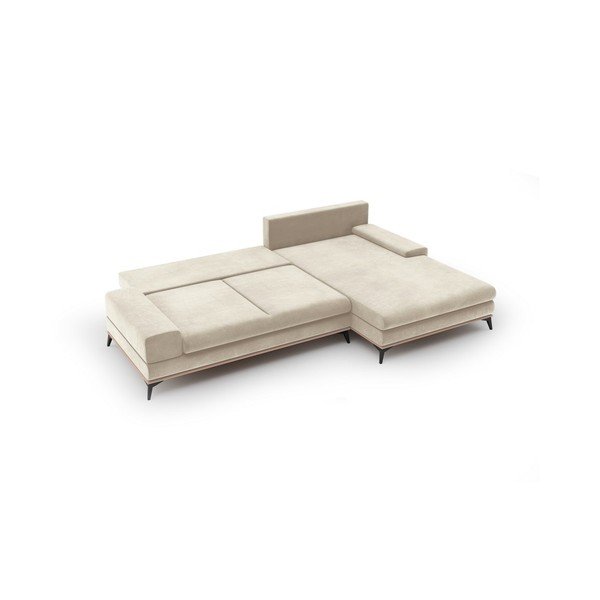 Béžová rozkládací rohová pohovka se sametovým potahem Windsor & Co Sofas Astre, pravý roh-image-3