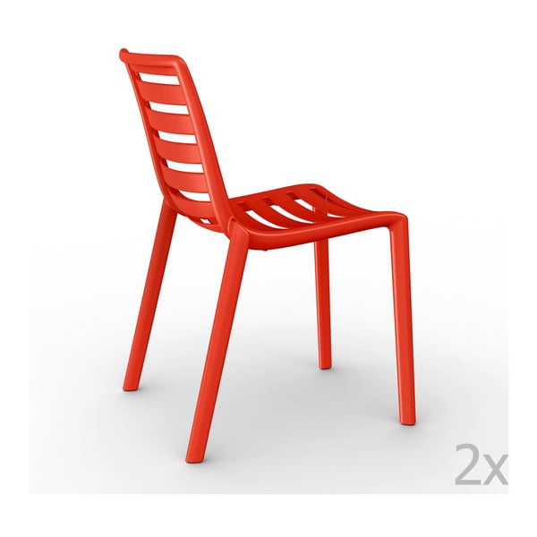 Sada 2 červených  zahradních židlí Resol Slatkat