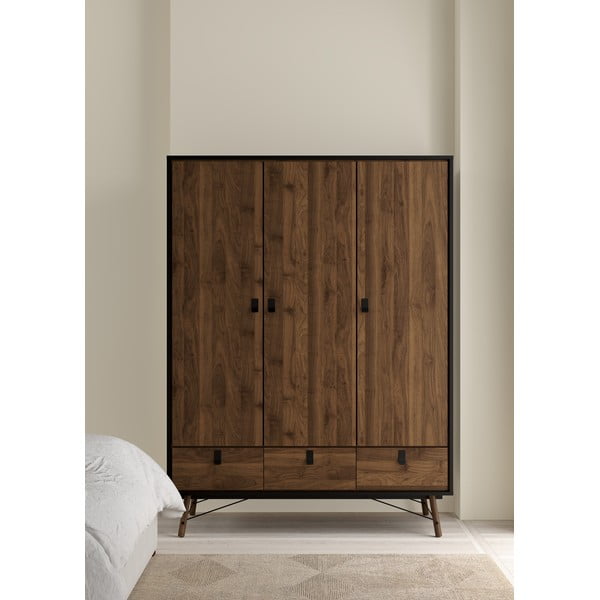 Černá/hnědá šatní skříň v dekoru ořechu 150x200 cm Ry - Tvilum-image-1