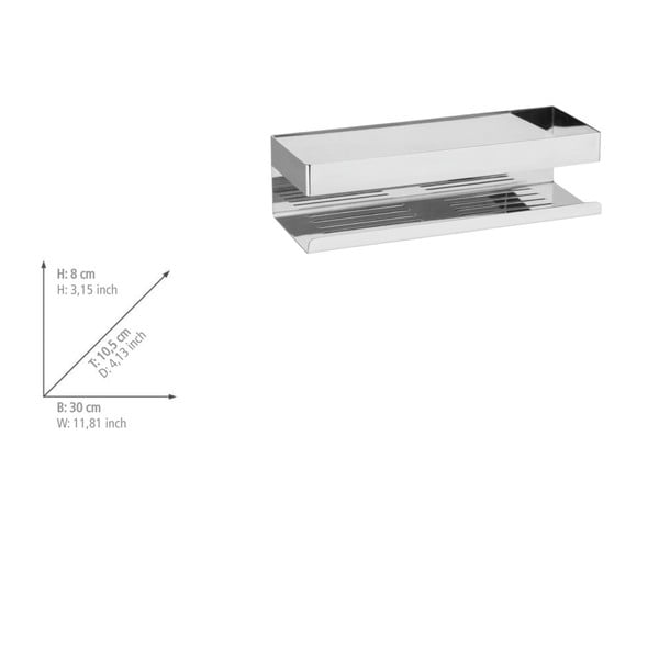 Samodržící koupelnová polička z nerezové oceli v leskle stříbrné barvě Genova – Wenko-image-2