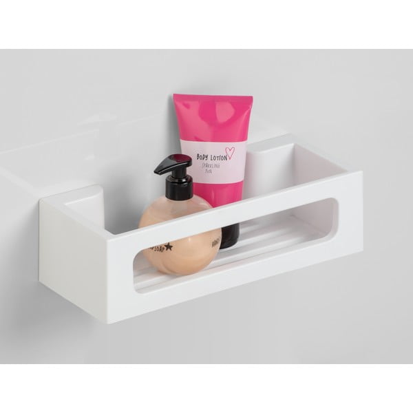 Matně bílá plastová koupelnová polička bez vrtání Turbo-loc Bralia – Wenko-image-1