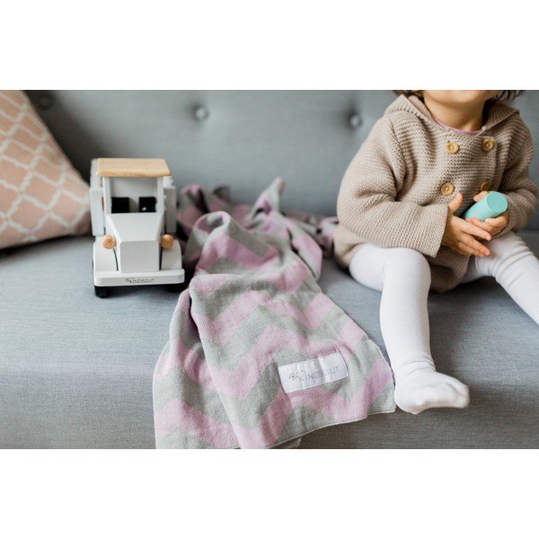 Růžovo-šedá bavlněná dětská deka Kindsgut Zigzag, 80 x 100 cm-image-4