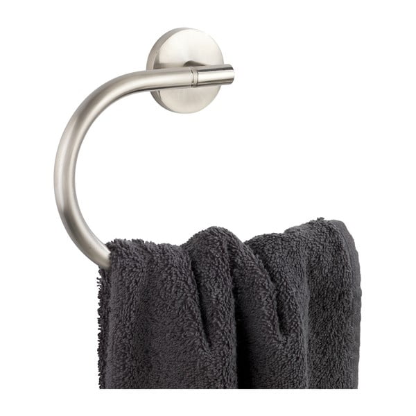 Nástěnný držák na ručníky z matného nerezového kovu Wenko Cuba-image-1