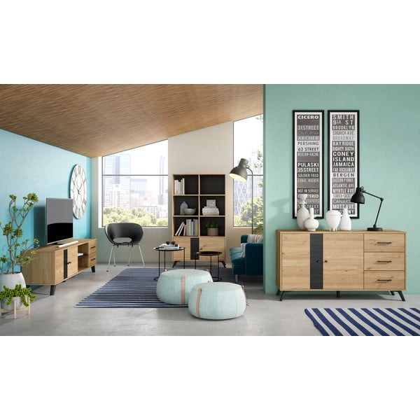 Černá knihovna v dekoru dubu 92x160 cm Natura - Marckeric-image-4