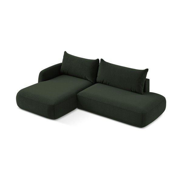 Tmavě zelená rozkládací rohová pohovka (levý roh/s lenoškou) Hale – Makamii-image-2