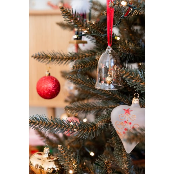 Sada 3 bílých skleněných vánočních ozdob ve tvaru srdce Ego Decor-image-1