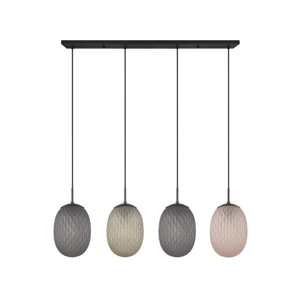 Matně černé závěsné svítidlo se skleněným stínidlem Facette – Trio