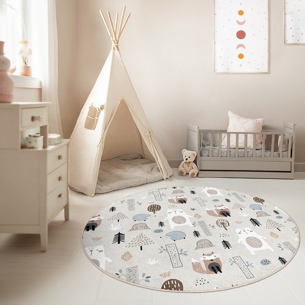 Pratelný dětský koberec ø120 cm Forest Friends – Mila Home-image-1