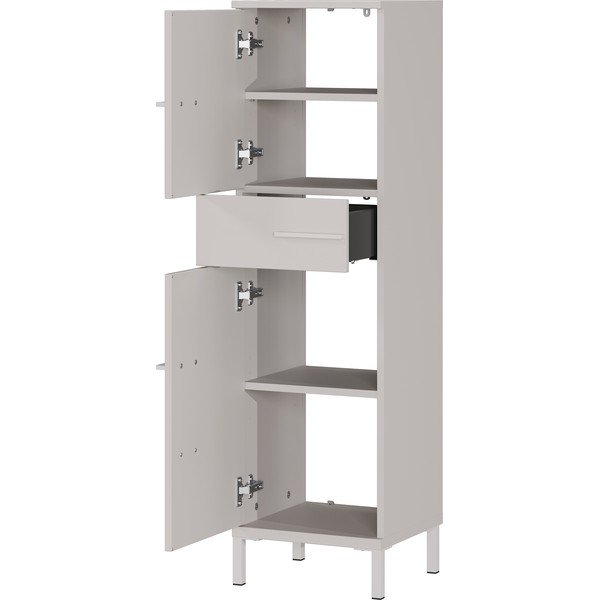 Krémová matná vysoká/úzká koupelnová skříňka 34x123 cm Laurino – Germania-image-2