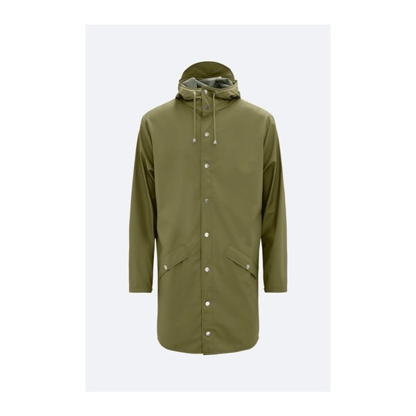 Zelená unisex bunda s vysokou voděodolností Rains Long Jacket, velikost L / XL