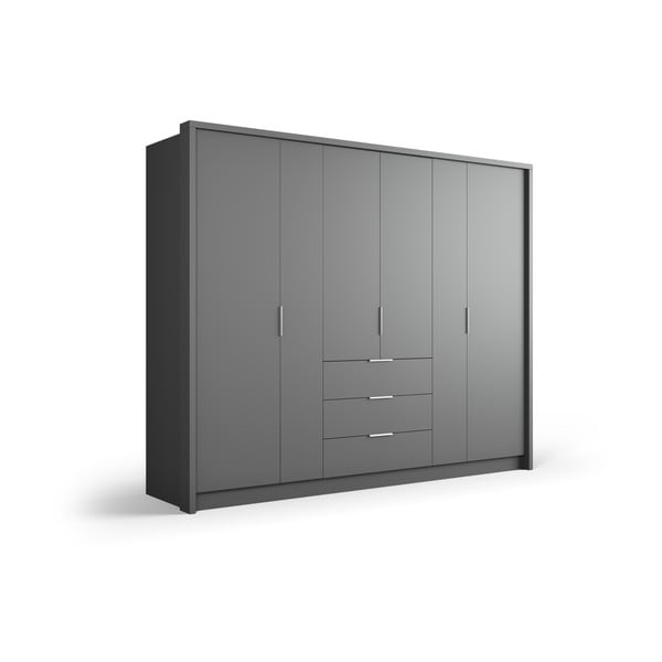 Šedá šatní skříň 255x217 cm Wells - Cosmopolitan Design-image-2