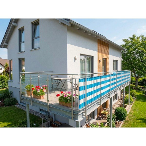 Bílo-modrá plastová balkonová zástěna 500x90 cm – Garden Pleasure