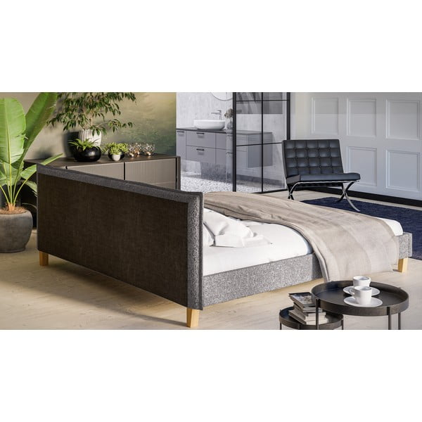 Šedá čalouněná dvoulůžková postel s roštem 200x200 cm Tina – Ropez-image-3