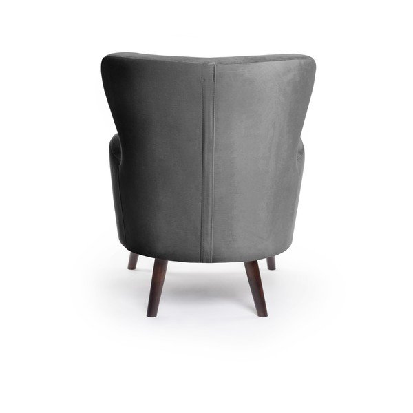 Tmavě šedé sametové křeslo ušák Noemye – Bonami Selection-image-4