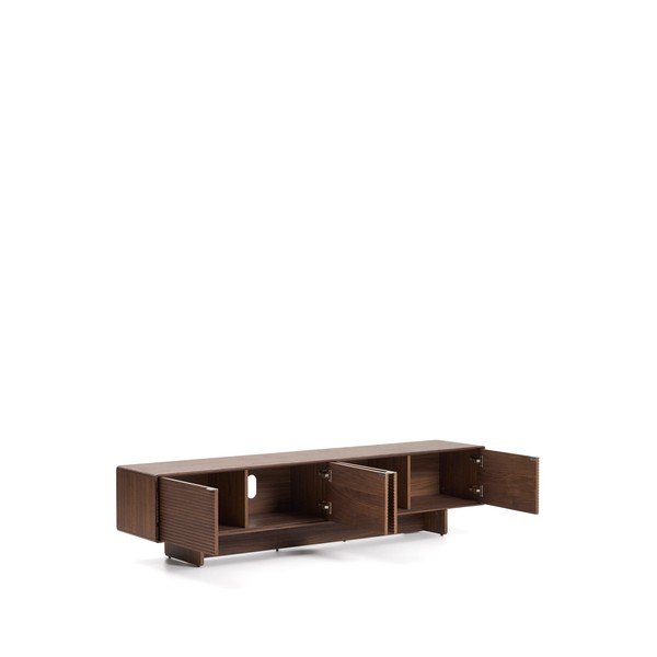 Tmavě hnědý TV stolek v dekoru ořechu 200x46x40 cm Norlen – Kave Home-image-4