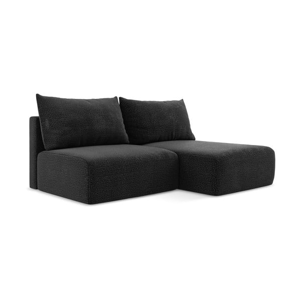 Černá rozkládací/s úložným prostorem rohová pohovka (pravý roh) Kalena – Makamii-image-2