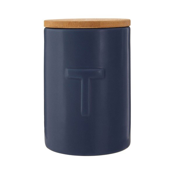 Tmavě modrá dóza na čaj s bambusovým víkem Premier Housewares Fenwick