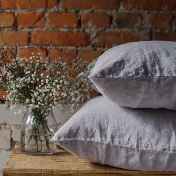 Lněný povlak na polštář 80x80 cm Light Grey – Linen Tales-image-2