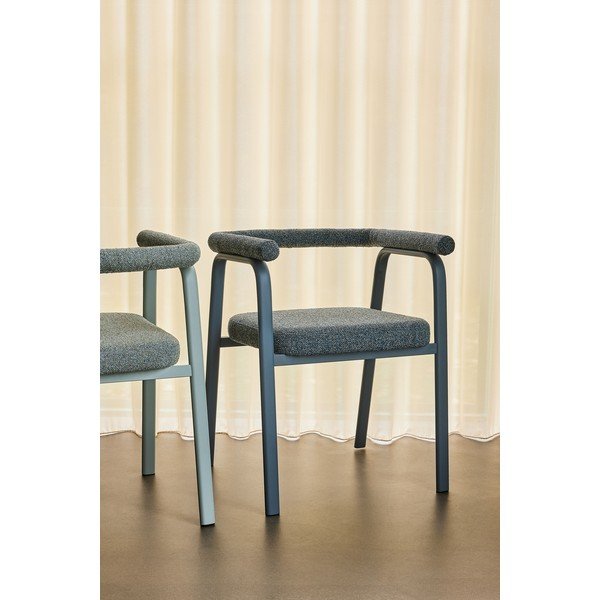 Šedá čalouněná jídelní křesla v sadě 2 ks s područkami Ecto – Hübsch-image-1