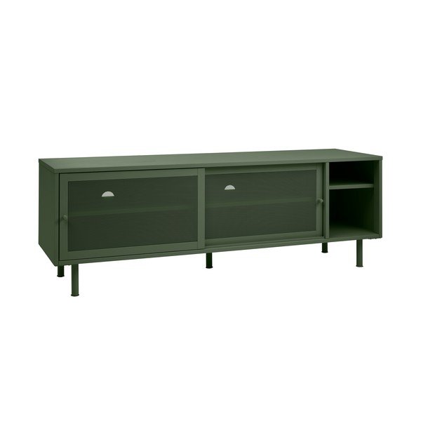Tmavě zelený kovový TV stolek 160x55 cm Veep – Unique Furniture-image-4
