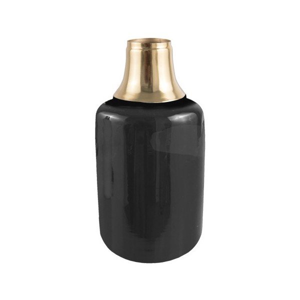 Černá váza s detailem ve zlaté barvě PT LIVING Shine, výška 28 cm