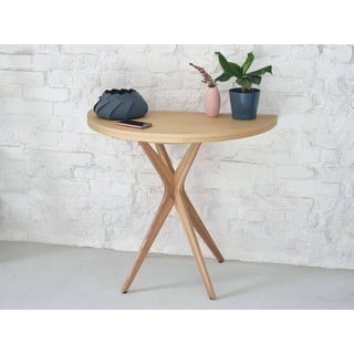 Kulatý rozkládací jídelní stůl s deskou v dekoru jasanového dřeva 45x90 cm Jubi – Ragaba