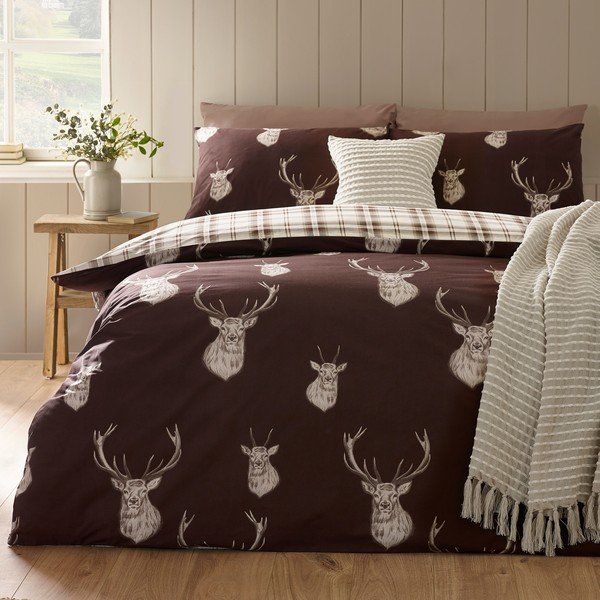 Tmavě hnědé povlečení na dvoulůžko 200x200 cm Stag – Catherine Lansfield-image-1