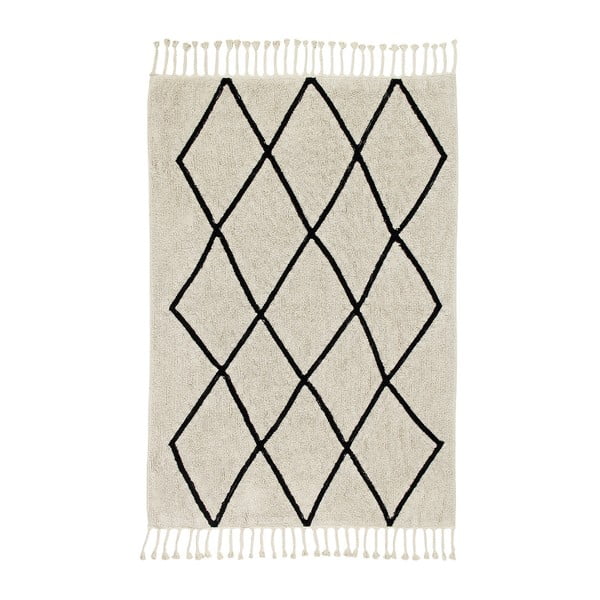 Krémový pratelný ručně tkaný bavlněný koberec 140x200 cm Bereber Beige – Lorena Canals