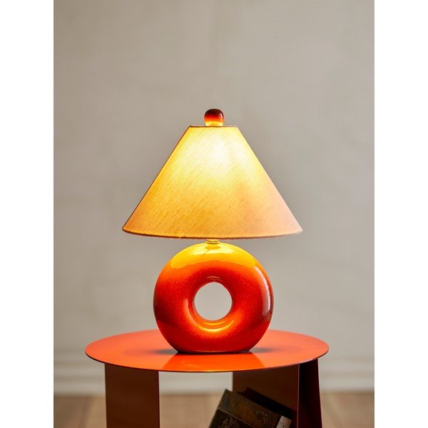 Červená/krémová keramická stolní lampa s textilním stínidlem (výška 42 cm) Panja – Bloomingville-image-4