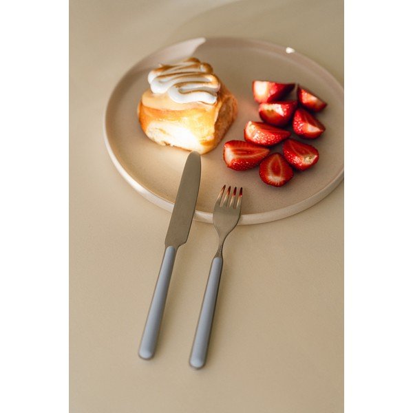 Světle modrý/ve stříbrné barvě nerezový příbor 4 ks pro 1 osobu Noli – noo.ma-image-2