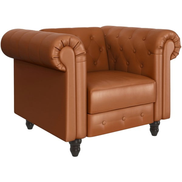 Koňakově hnědé křeslo chesterfield z imitace kůže Felix – Støraa