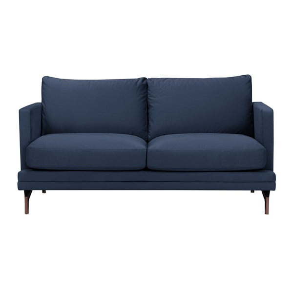 Tmavě modrá dvoumístná pohovka s podnožím ve zlaté barvě Windsor & Co Sofas Jupiter
